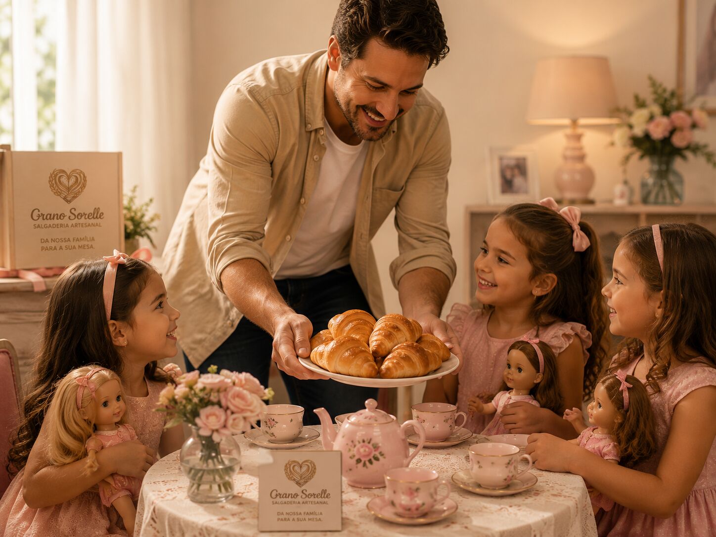 Crianças comendo salgados Grano Sorelle