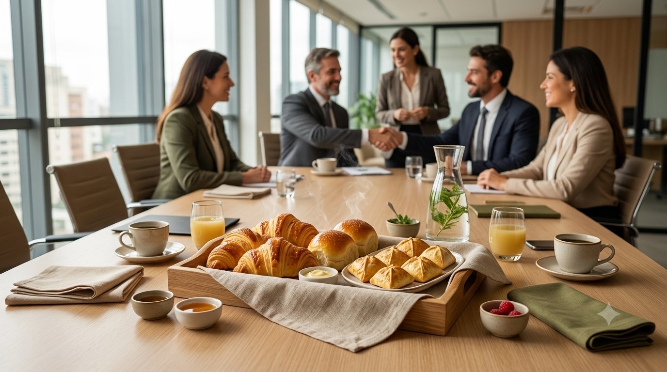 Coffee break corporativo com salgados Grano Sorelle